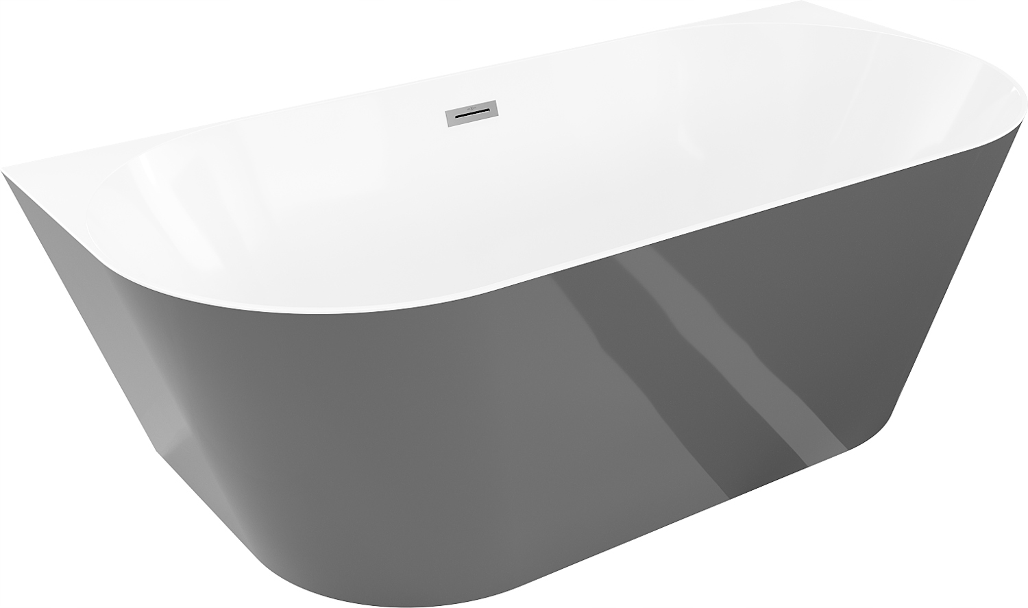 Wanna wolnostojąca przyścienna 170x80 Mexen Oval Slim biała/szara gun metal