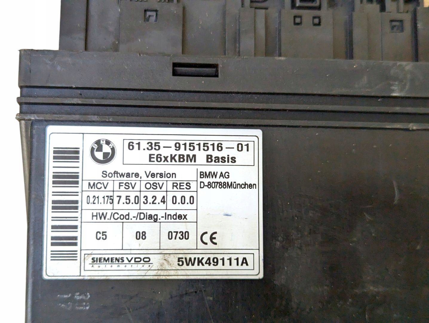 Unité commande confort BMW 5 E60/E61 facelift E60 2007 9151516