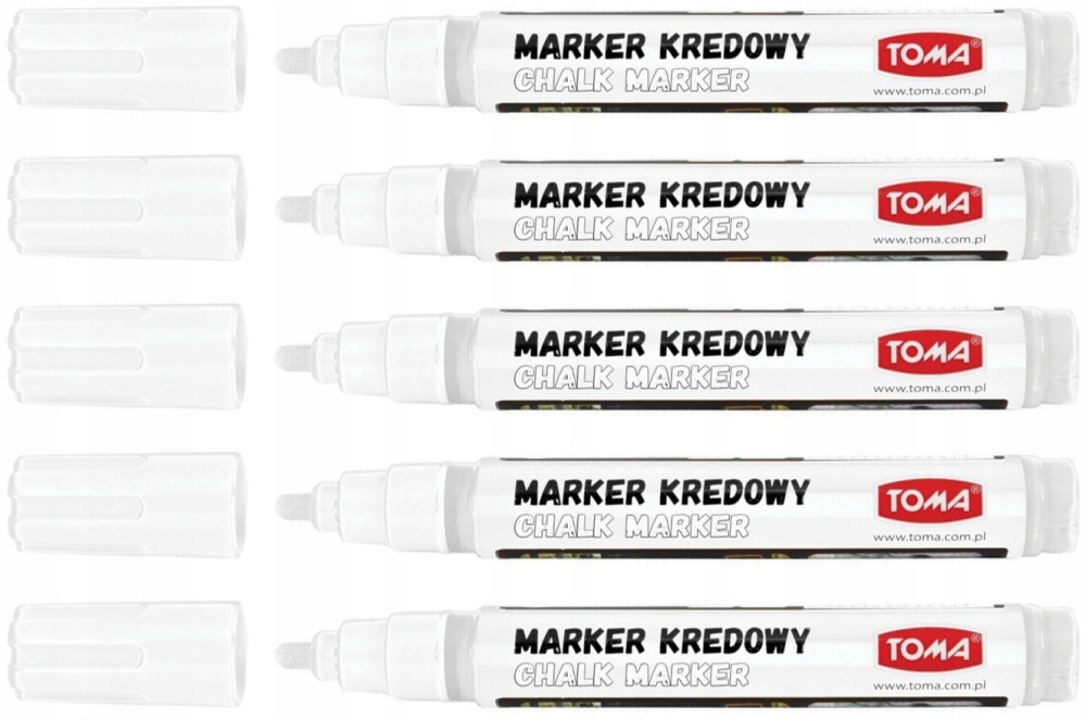 

Marker Pisak Kredowy Tablic Szkła Toma Biały x 5