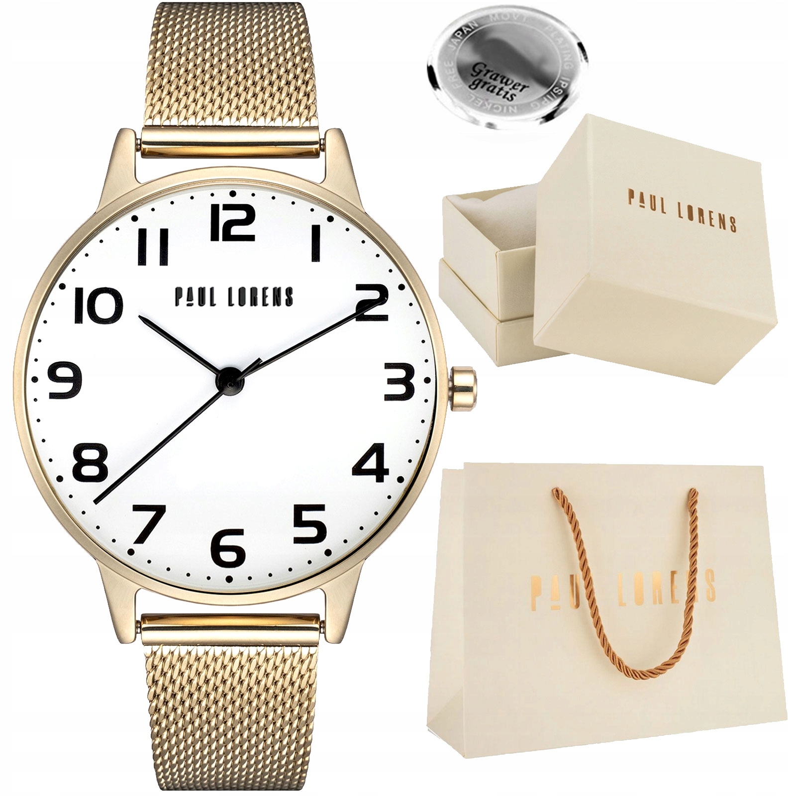 Dámské hodinky Paul Lorens Elnino pro maminku, ciferník s číslicemi Box Gravírování