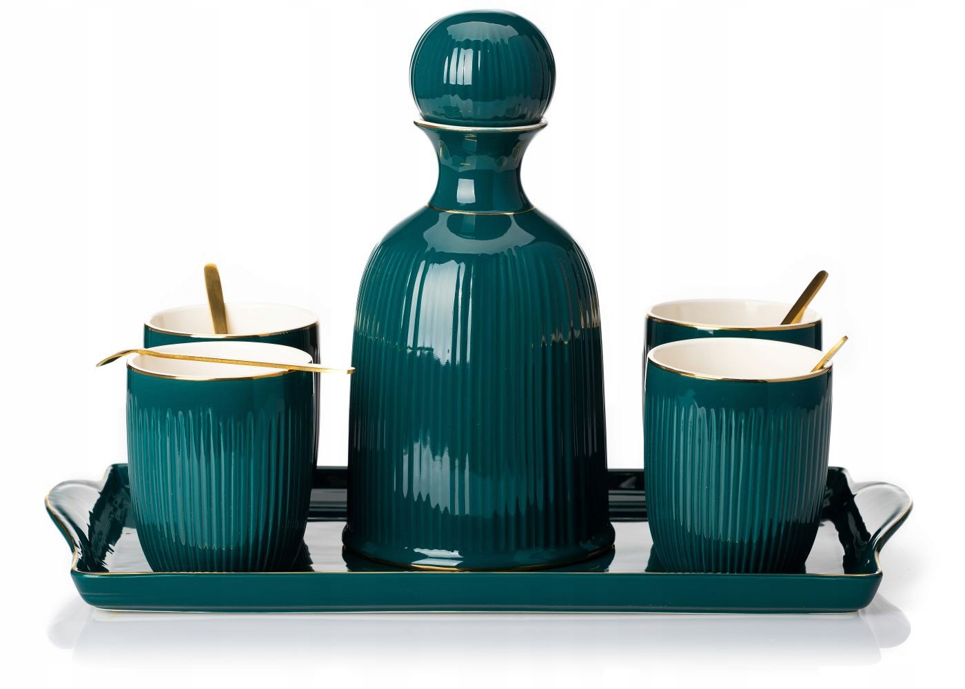 

Ceramiczny komplet karafka na sok 4 szklanki taca