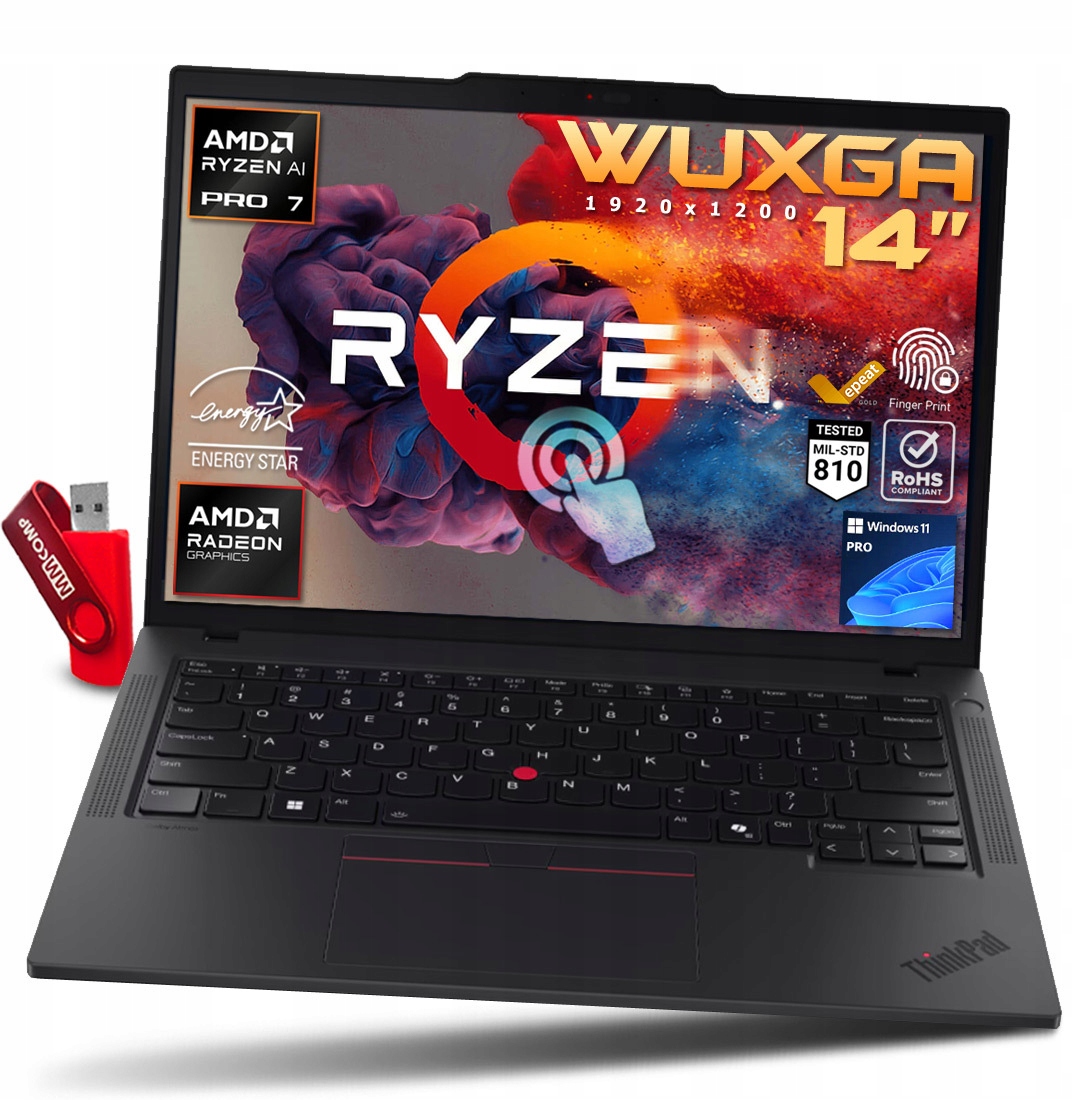 Laptop Lenovo ThinkPad T14 G6 Ryzen Ai 7 Pro 8GB 1TB Ssd Wuxga Ips Stylowy