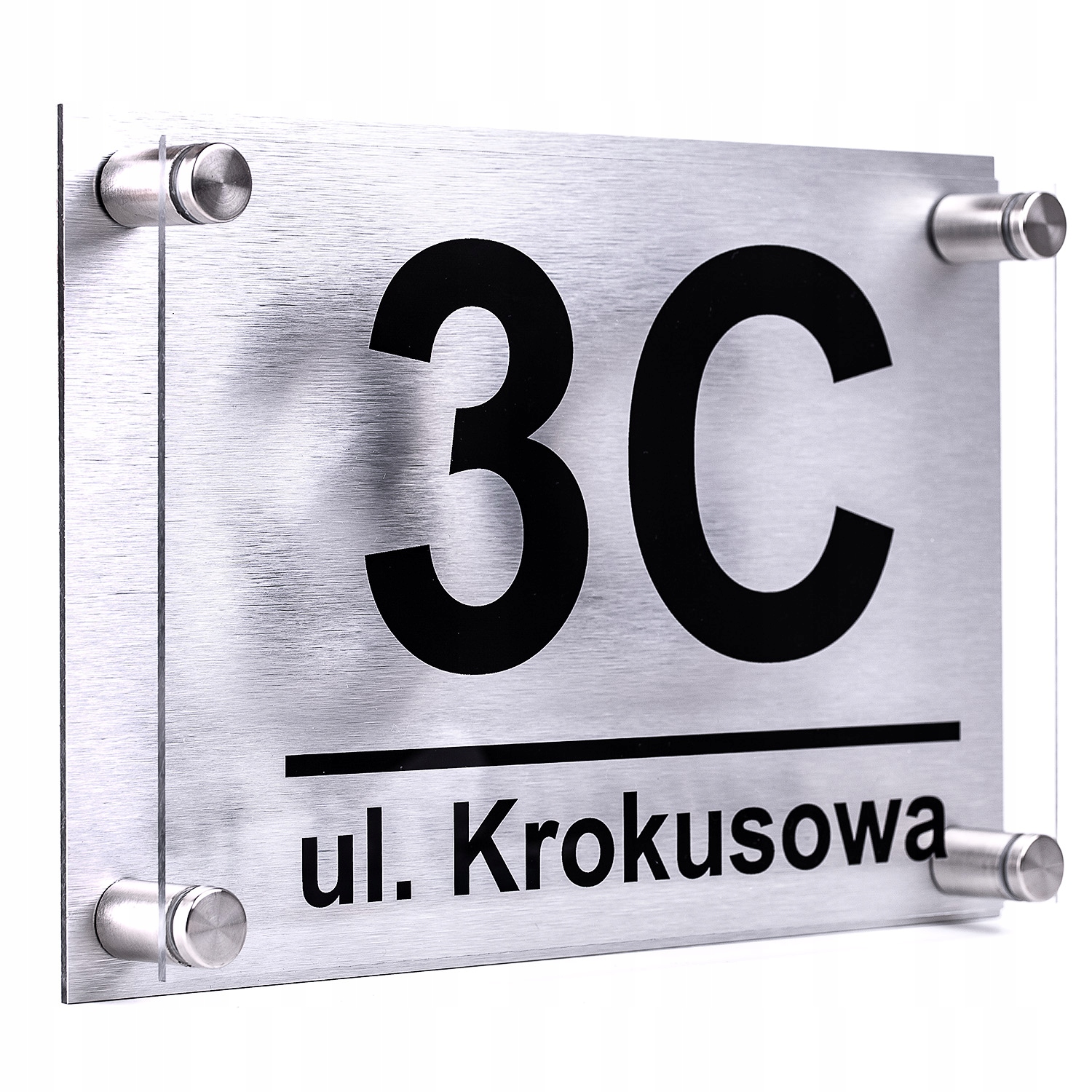 

Tabliczka Adresowa Pleksa Aluminium+dystanse Kołki