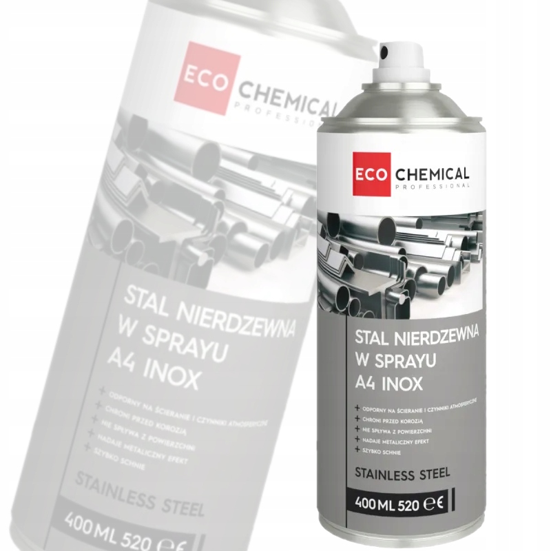 Stal Nierdzewna W Sprayu Inox Spray 400 ML Farba W Aerozolu Ecochemical
