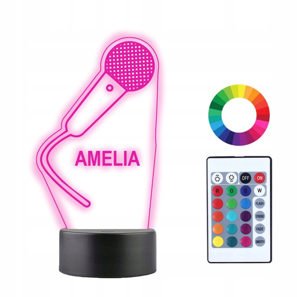 

Lampka Nocna 3D Led Mikrofon Piosenkarz