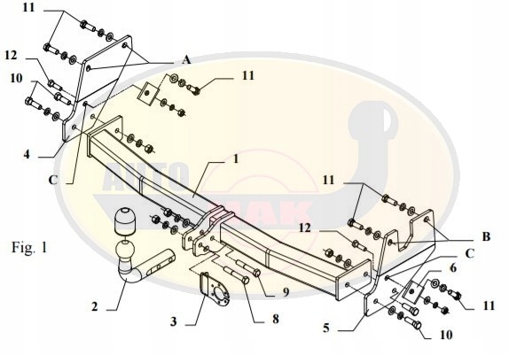 Hak holowniczy odkręcany TOYOTA HIACE O61 Producent Auto-hak