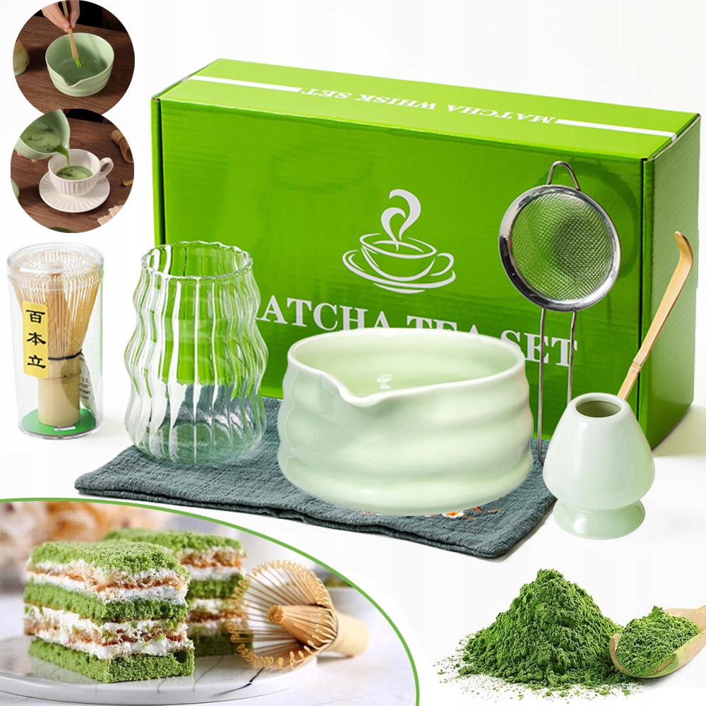 Bambusowy Zestaw Prezentowy Do Herbaty Matchy Chashaku Trzepaczka Łyżka 7W1