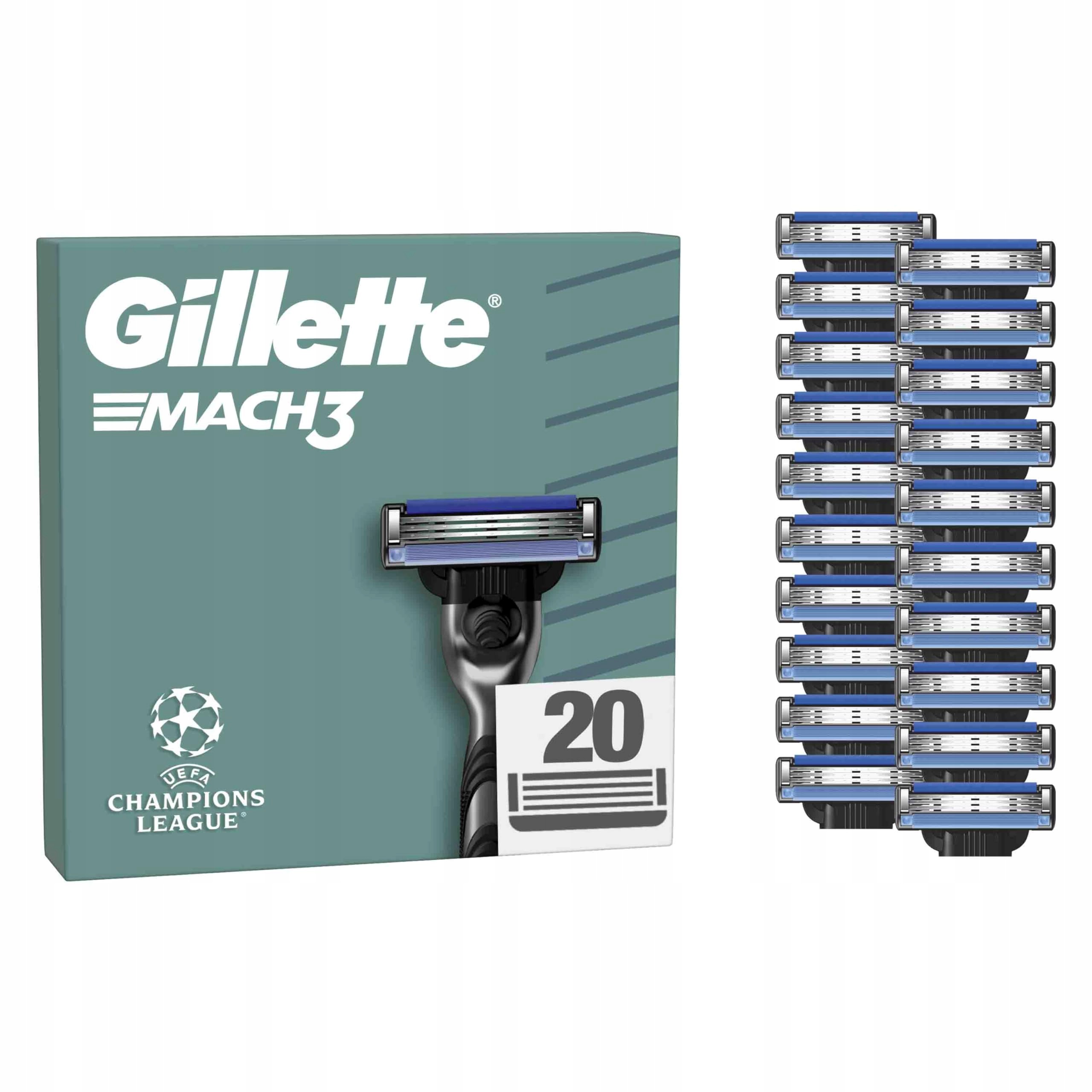 Gillette Mach3 Wkłady wymienne z 3 ostrzami, 20 sztuk
