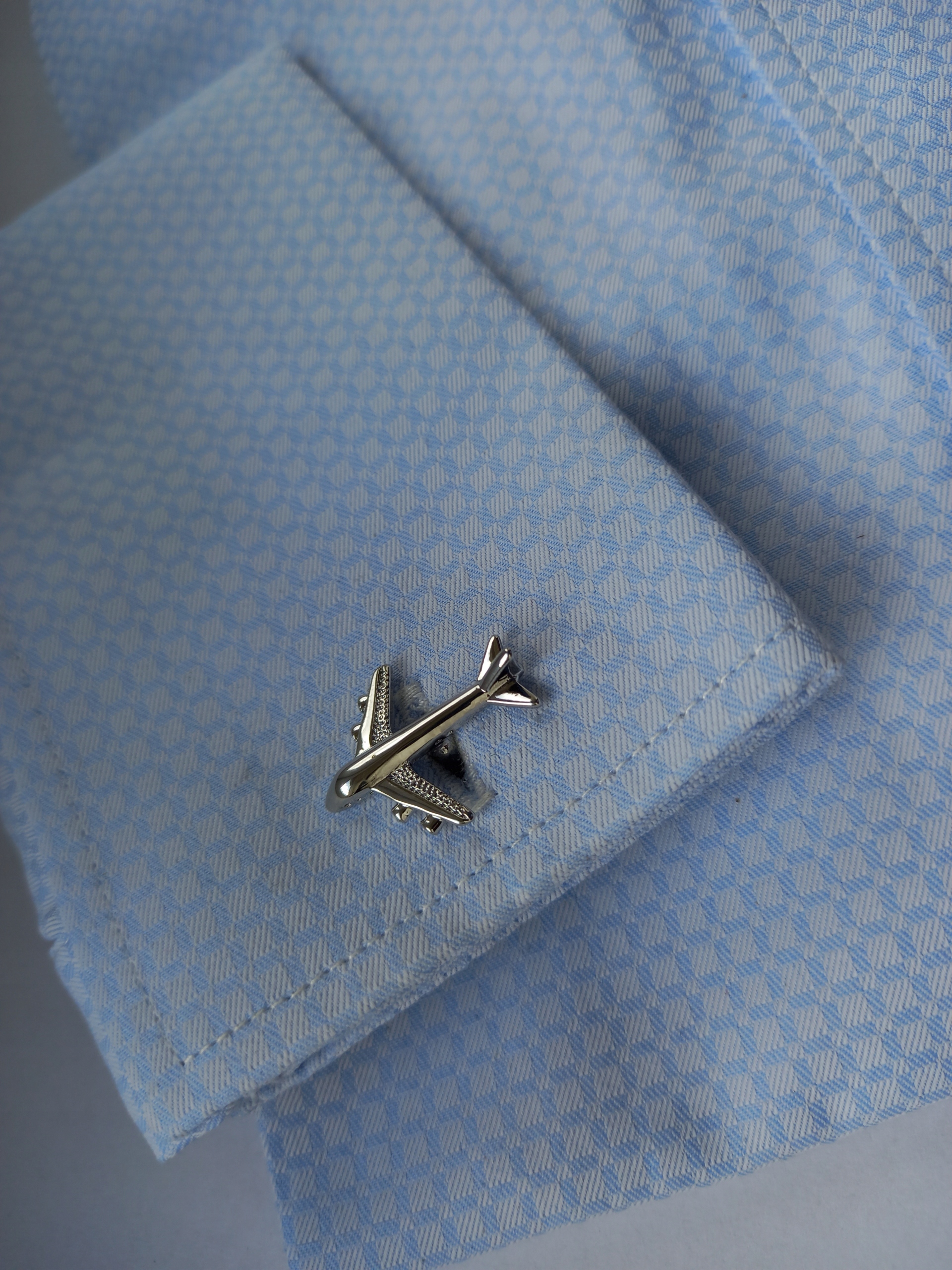 Spinki do mankietów koszul EXC Srebrny Samolot Airbus 380 Boeing 747 Lotnik