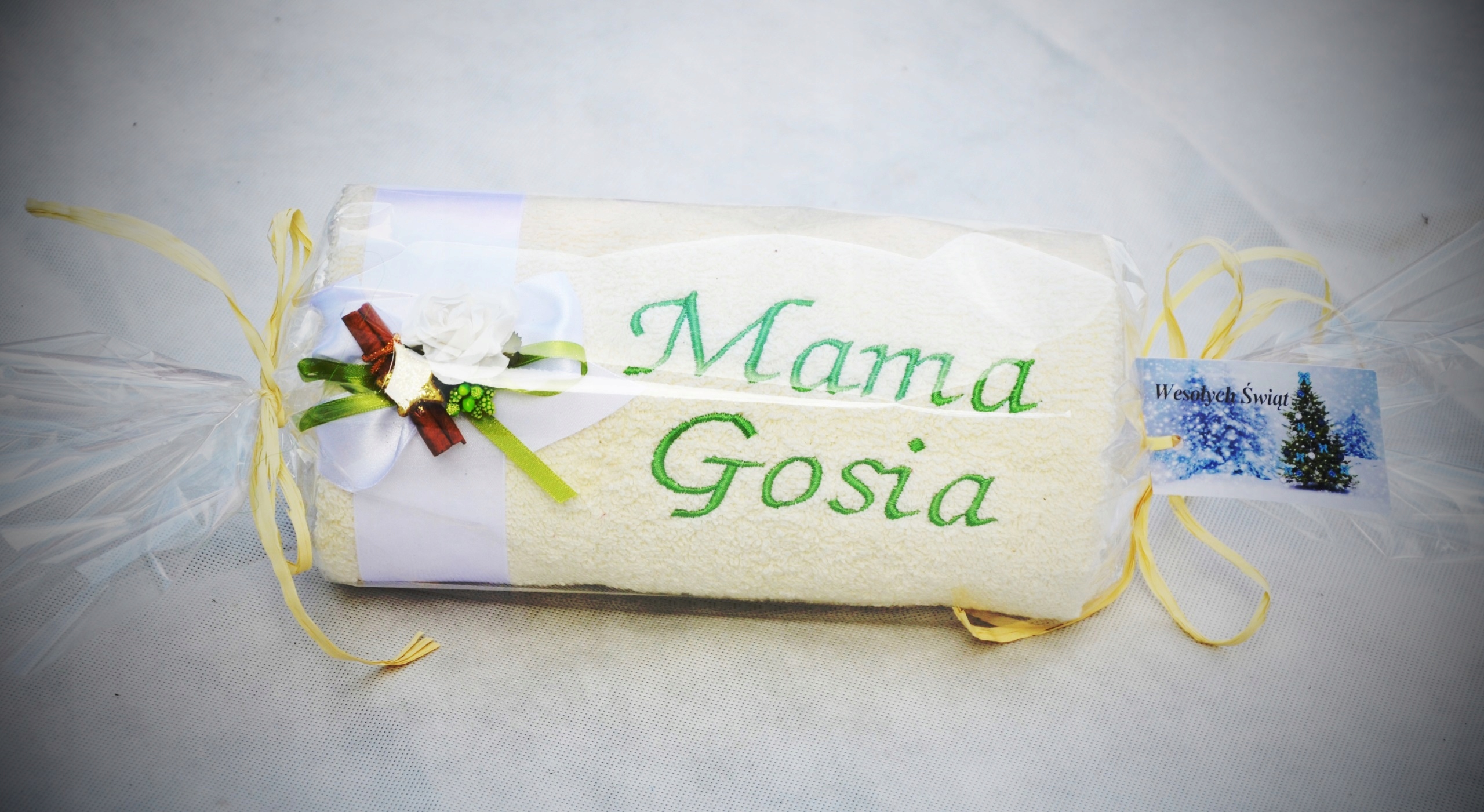 Ręcznik z Imieniem Prezent na Święta dla Mamy Taty Marka FM