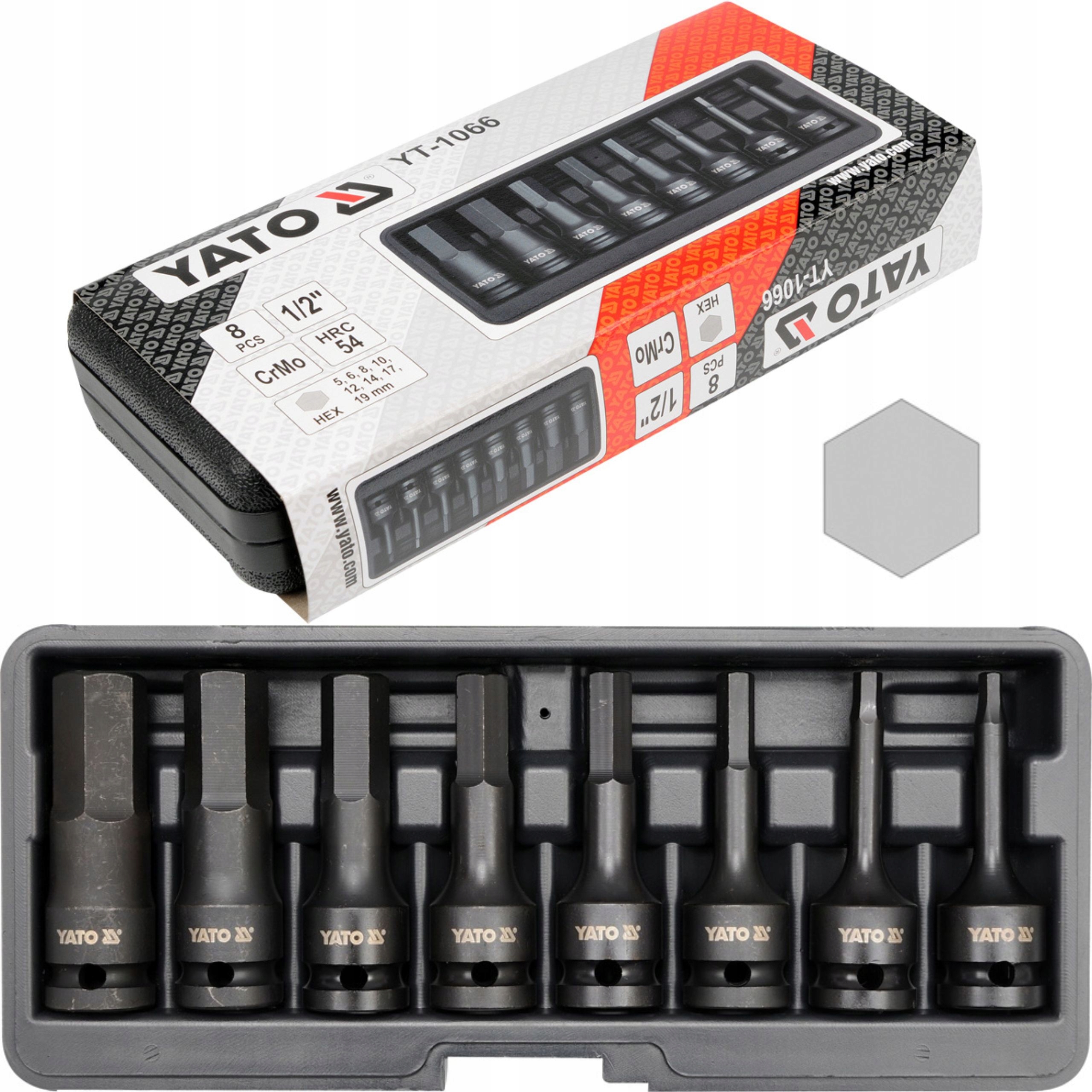 YATO ÜTVEHAJTÁSÚ IMBUSZKULCS KÉSZLET 1/2" HEX 5-19mm 8db-os Márka Yato