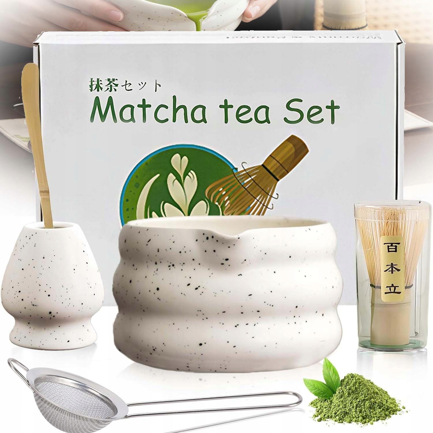 BAMBUSOWY ZESTAW PREZENTOWY DO HERBATY MATCHY CHASHAKU 5 CZĘŚCIOWY PREZENT