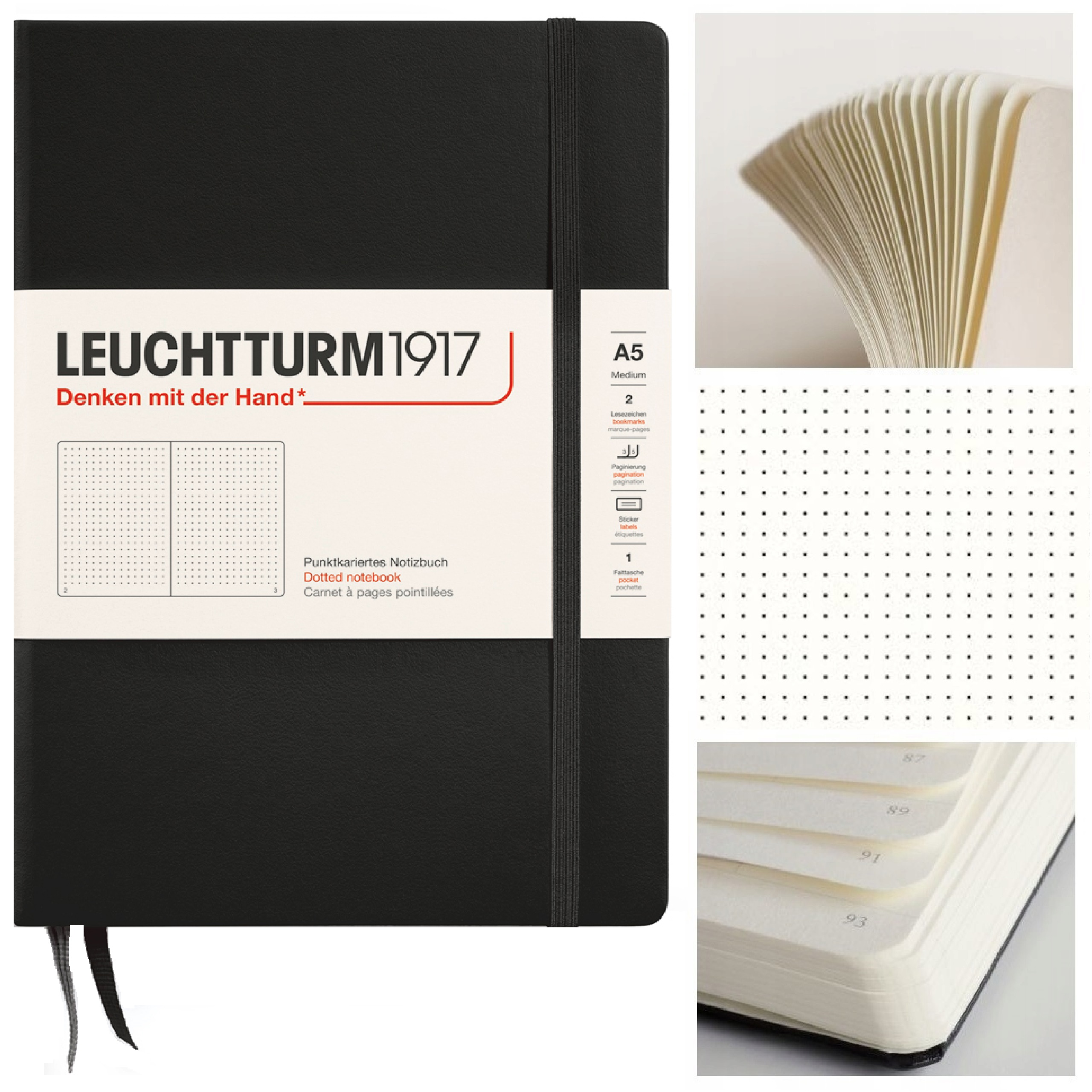 LEUCHTTURM1917 Notatnik Notes A5 Kropka bullet journal w kropki Czarny