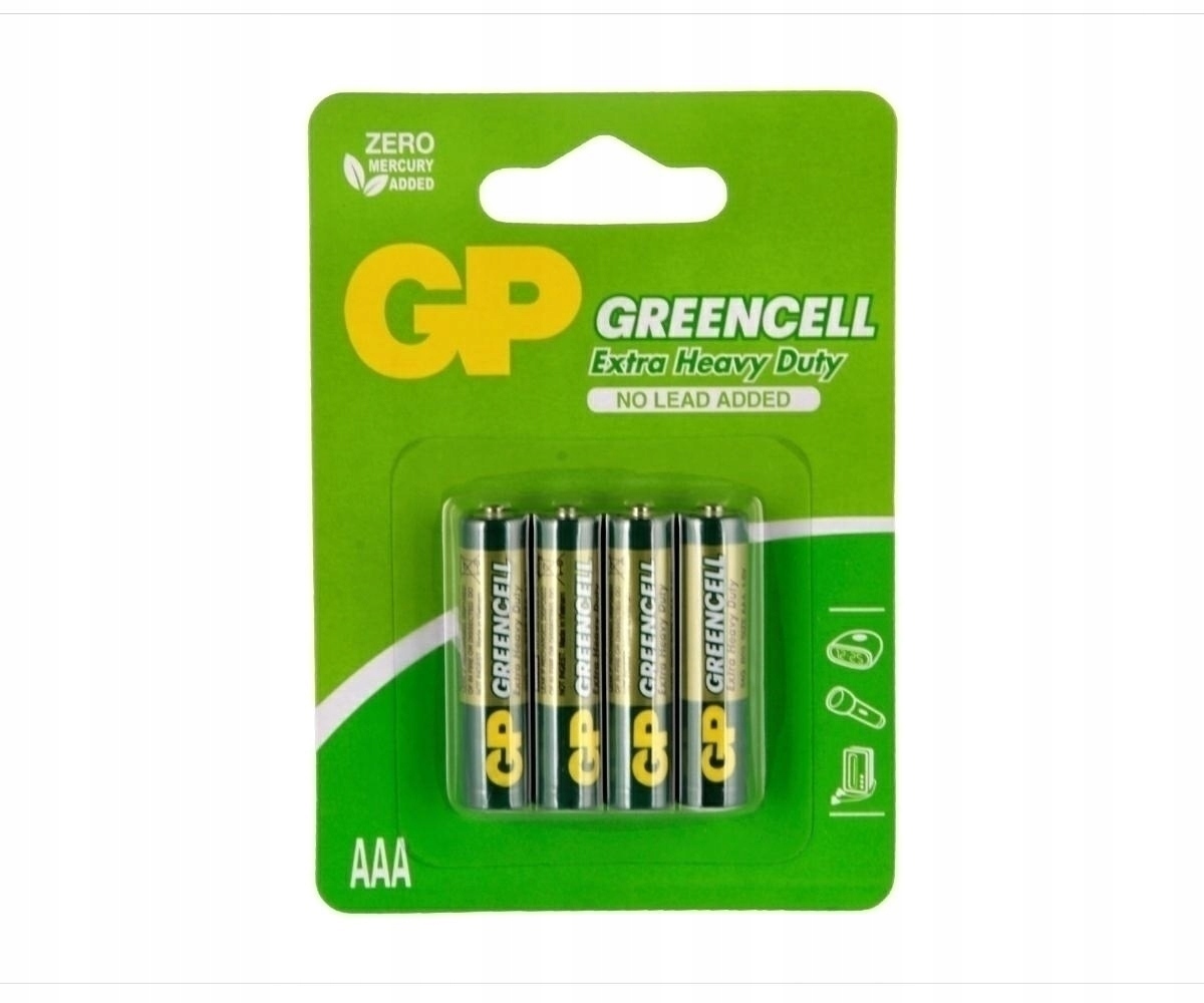 4x Bateria GP GREENCELL R3 AAA 1,5V cynkowo-chlor