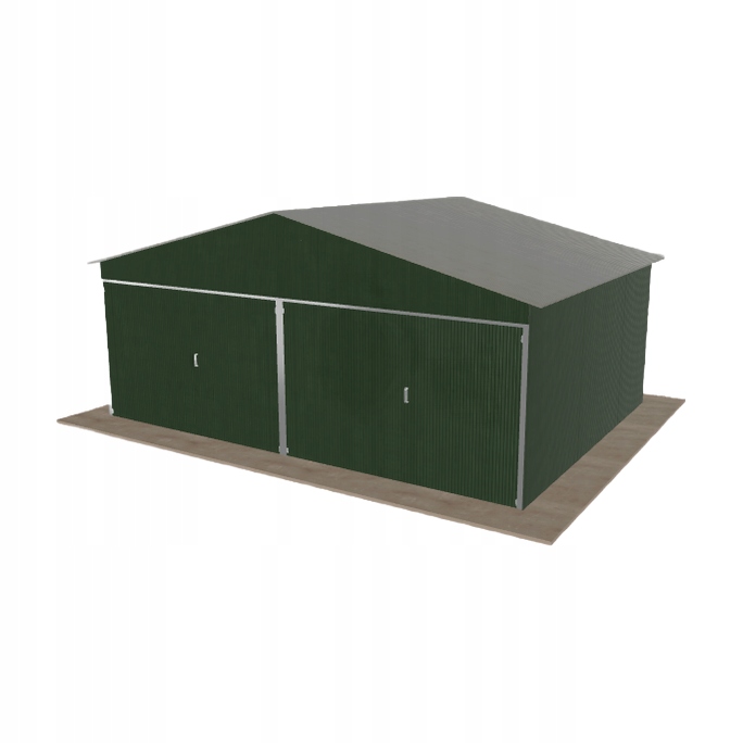 Plechová garáž 6x4.5 m dvoupolohová, dvoupolohová, zelená