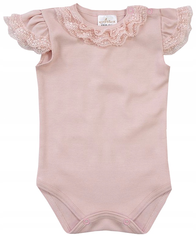 BODY ELEGANT KORONKA RÓŻ krótki rękaw 86 L02s