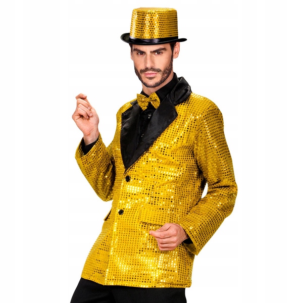Sako Zlatá Černá Knoflíky Disco Karneval M/L