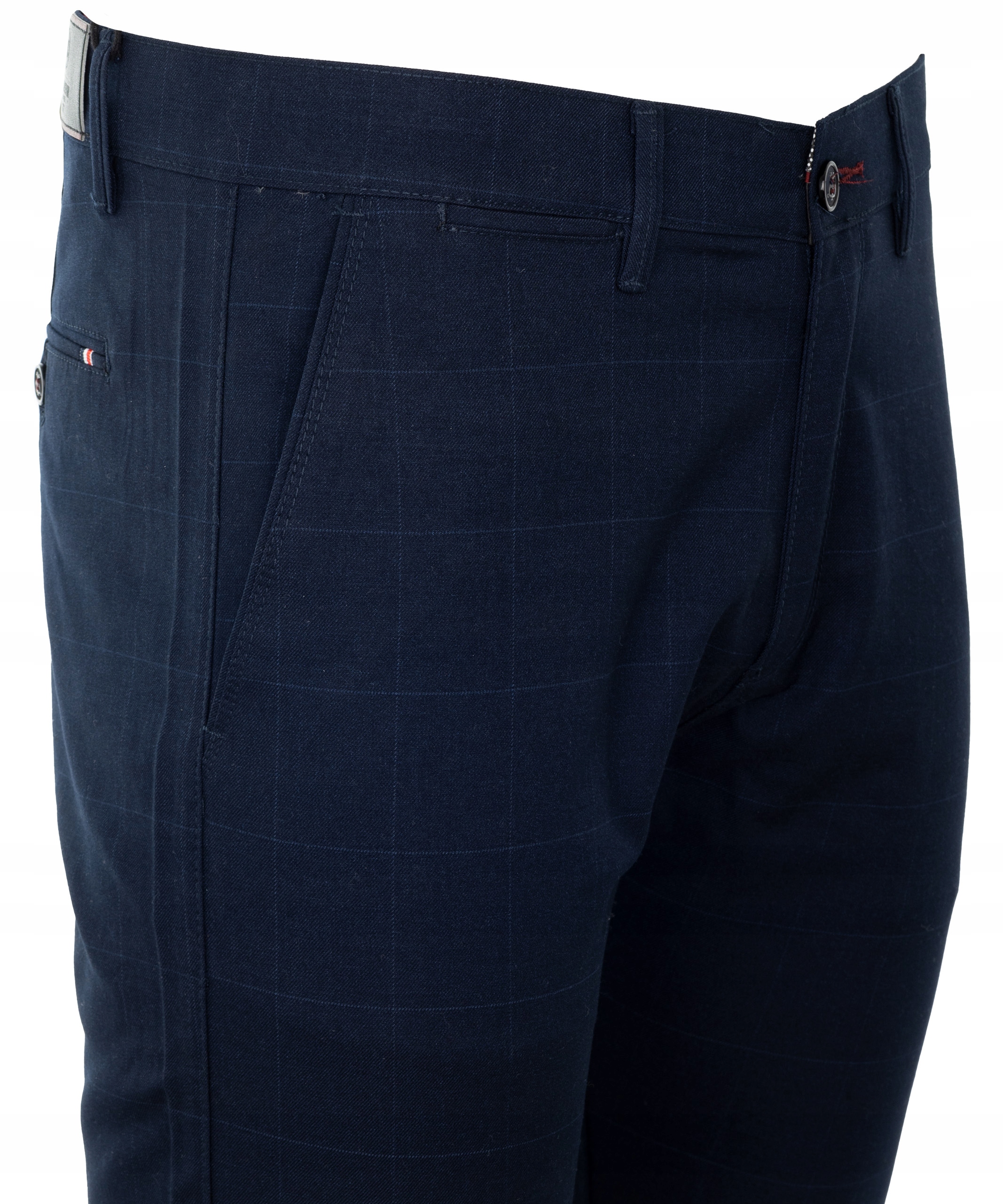 SPODNIE MATERIAŁOWE GRANATOWE W KRATĘ W36 Rozmiar 36