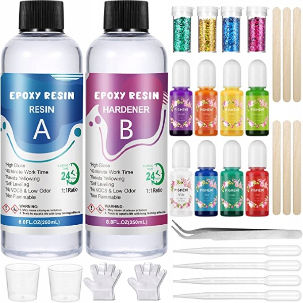 

Zestaw żywicy epoksydowej 500ml (2x250ml)+ dodatki