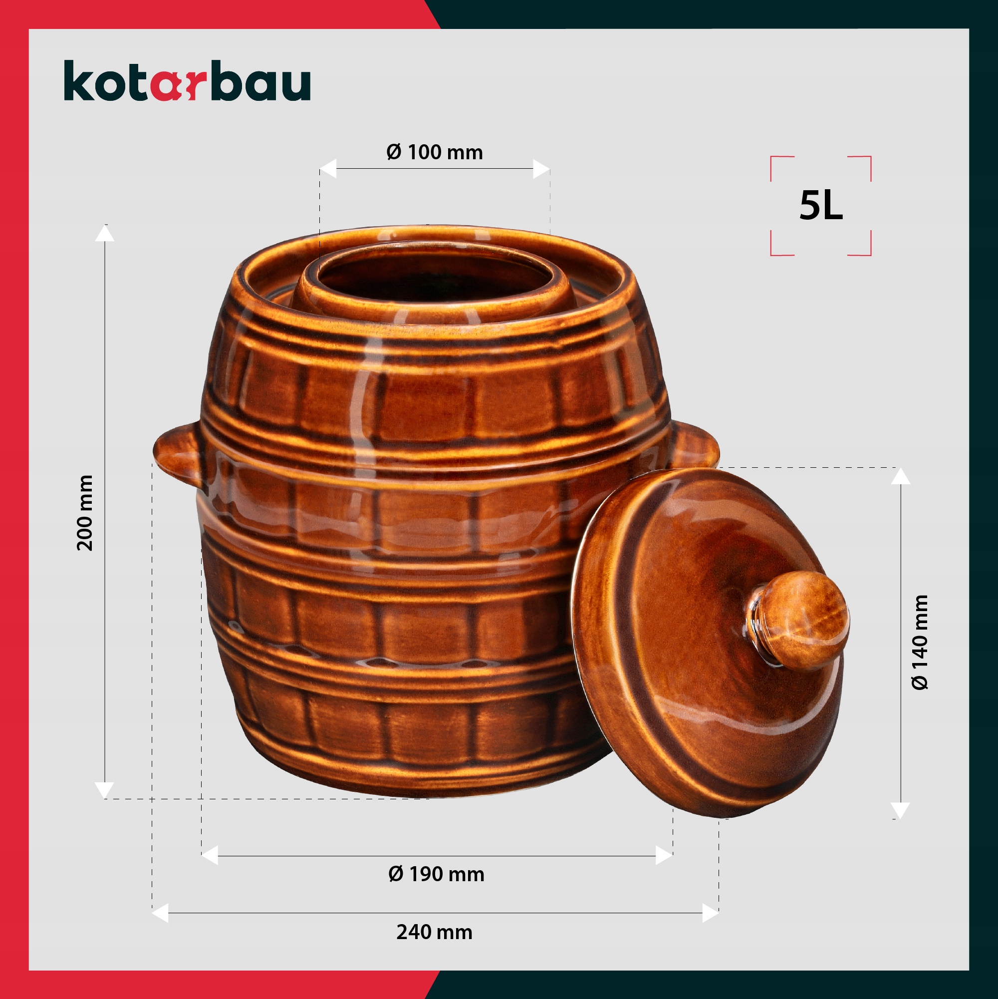 GARNEK KAMIONKA 5 L BECZKA KAMIONKOWA DO KISZENIA OGÓRKÓW KAPUSTY KOŁNIERZ Materiał dominujący ceramika