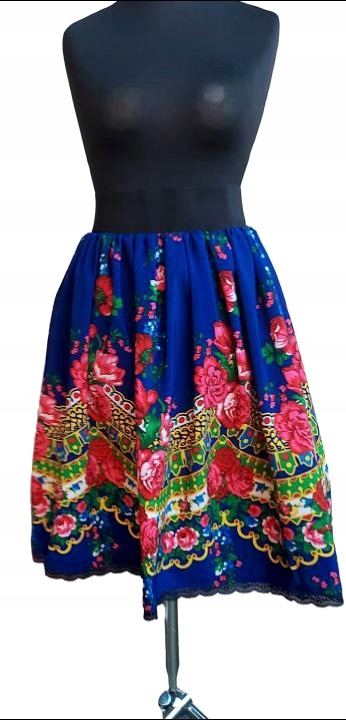 SPÓDNICA LUDOWA BOGATO MARSZCZONA Z KORONKĄ ROZMIARY KOLORY