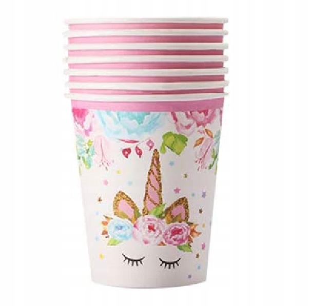 Kubeczki urodzinowe PAPIEROWE JEDNOROŻEC UNICORN