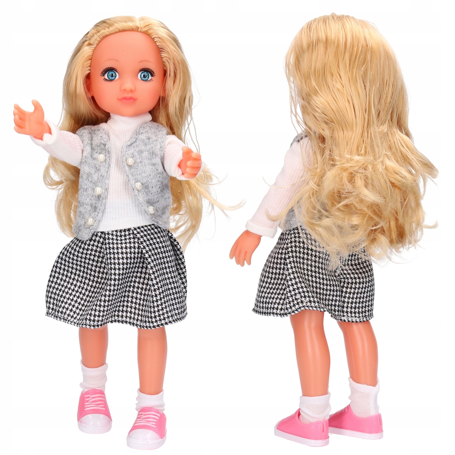 Lalka ADELLA mówi śpiewa PL spódniczka w kratkę 8048 Marka Adar