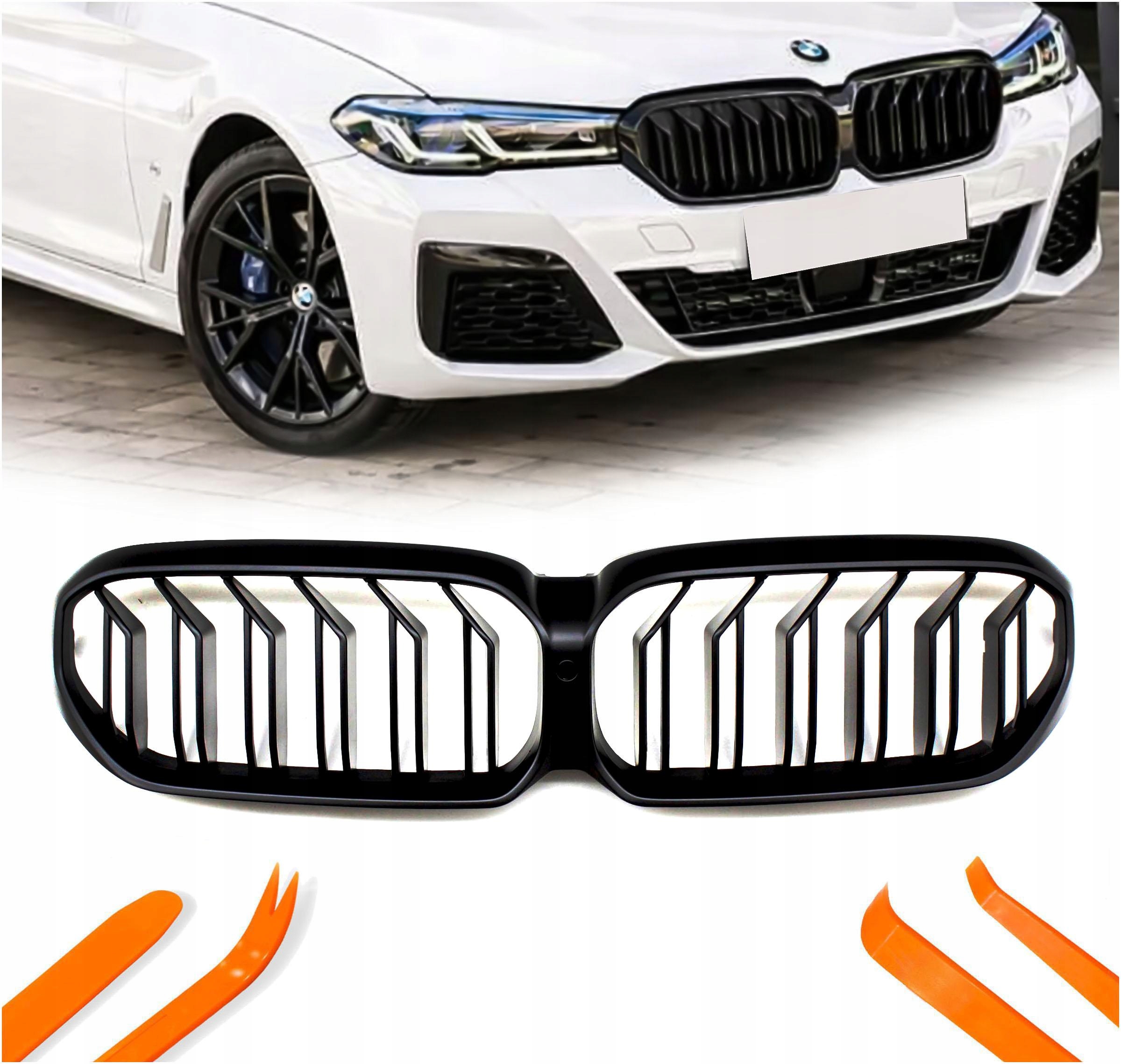 Atrapa Gril Ledvinky Bmw 5 G38 21-23 Černý Mat M Balíček M5 2 Žebra