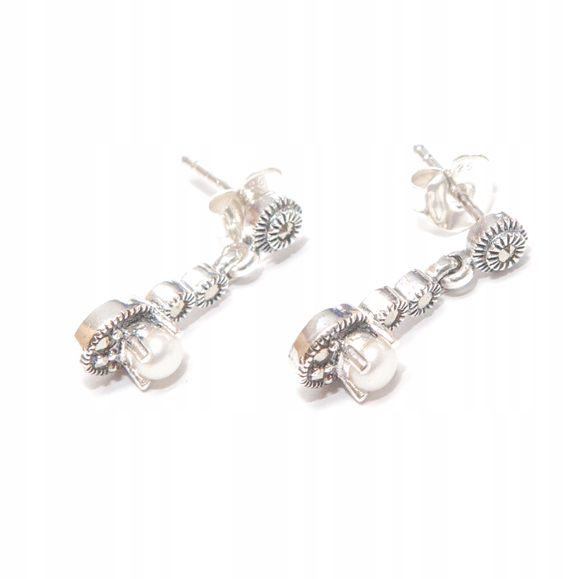 Stříbrné náušnice s markýzami a perlou stříbro 925