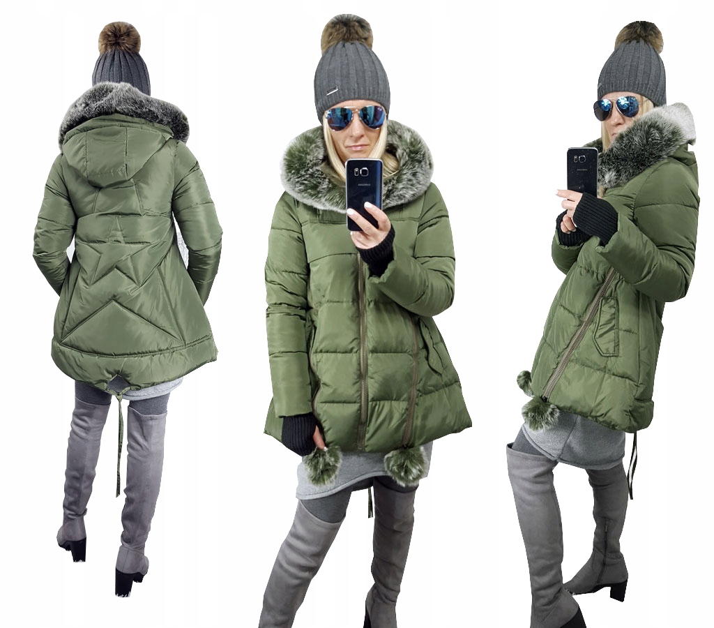 

Asymetryczna Kurtka Parka Gwiazda Kaptur Futerko S