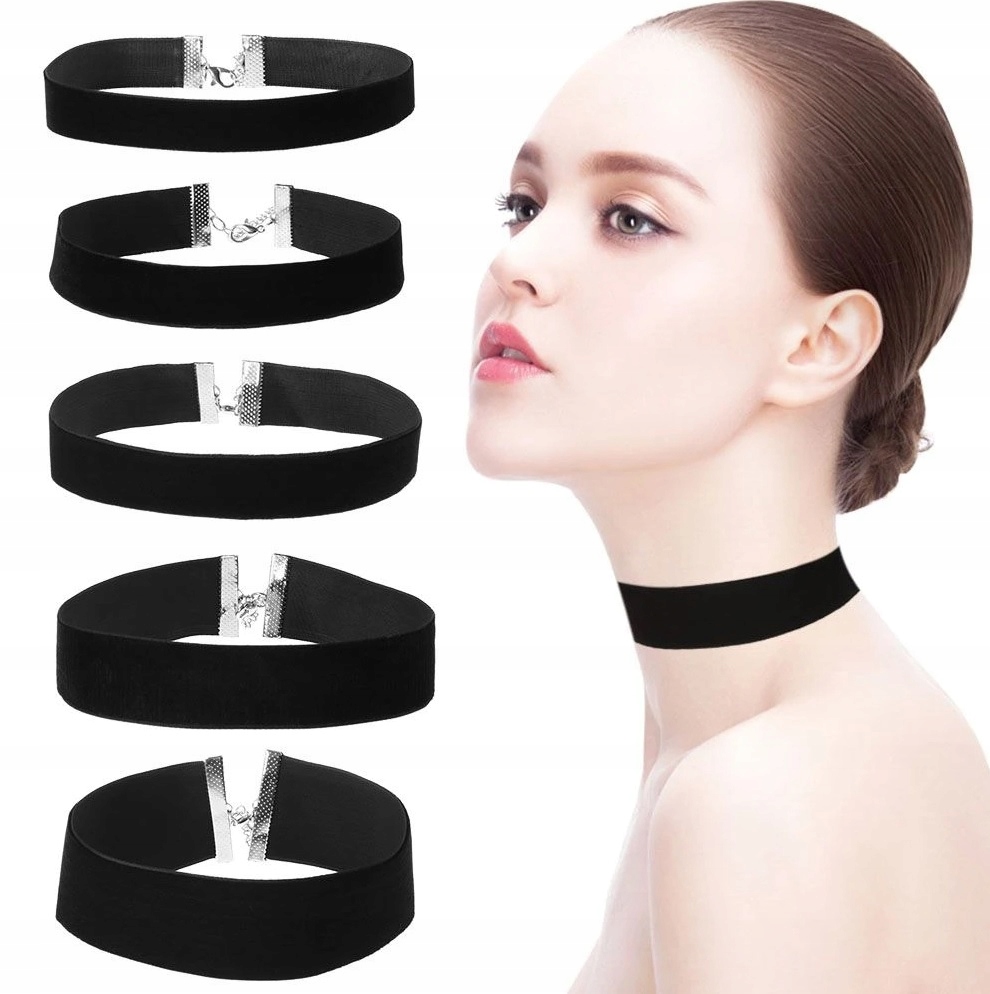CZARNY AKSAMITNY NASZYJNIK CHOKER TASIEMKA 2 CM Długość całkowita 37 cm