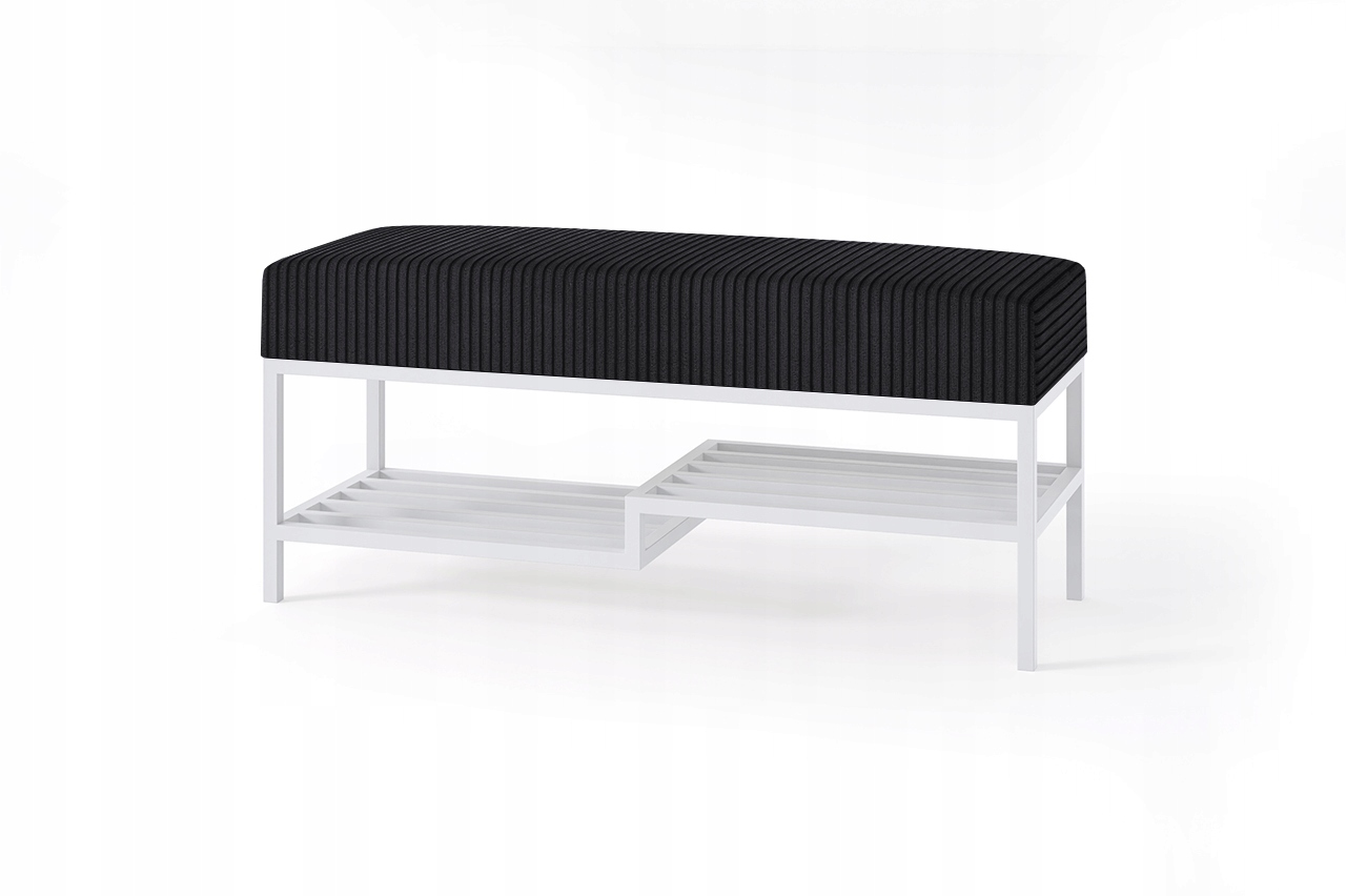 Čalúnená lavička 100x35x45 cm biela polička na topánky, sedadlo, taburet