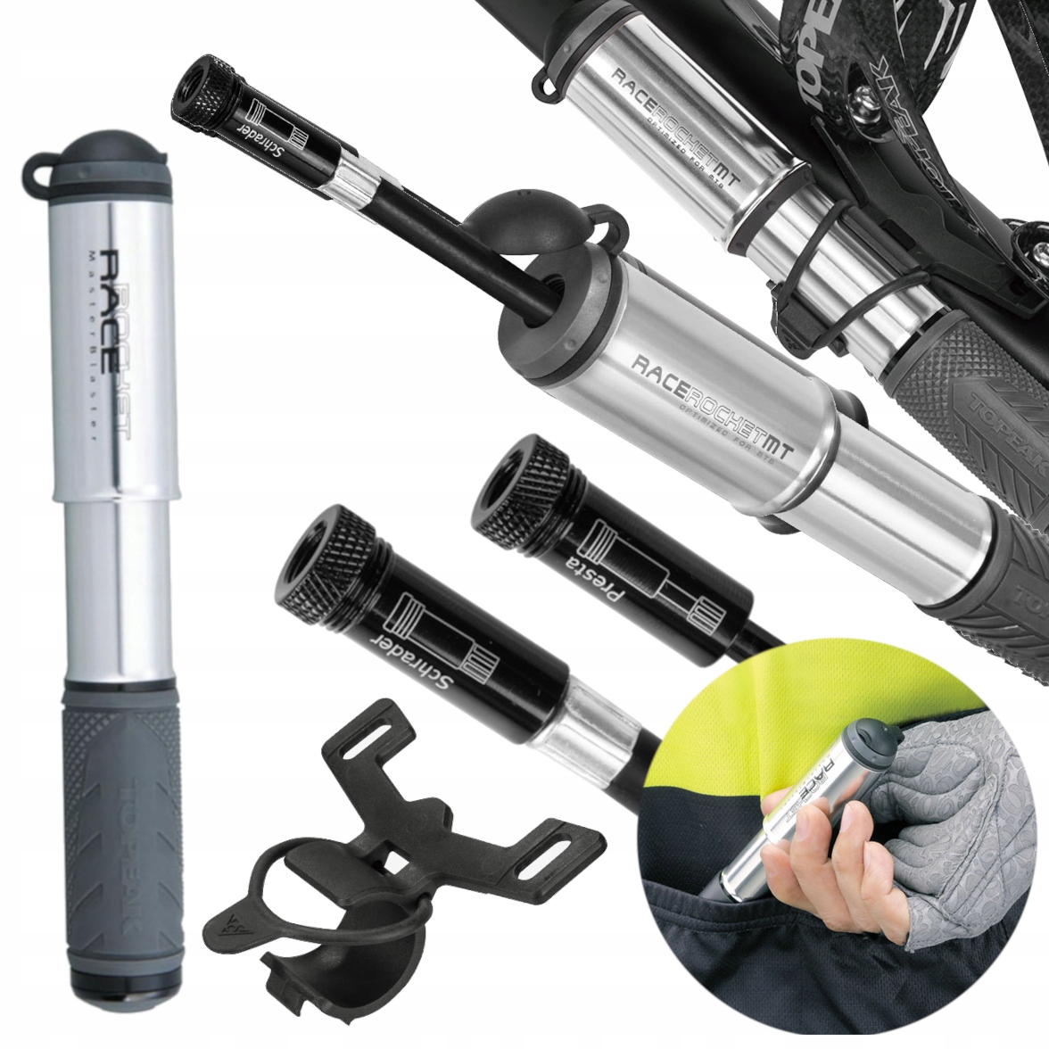 Pumpička na kolo Topeak Racerocket stříbrná 8 bar