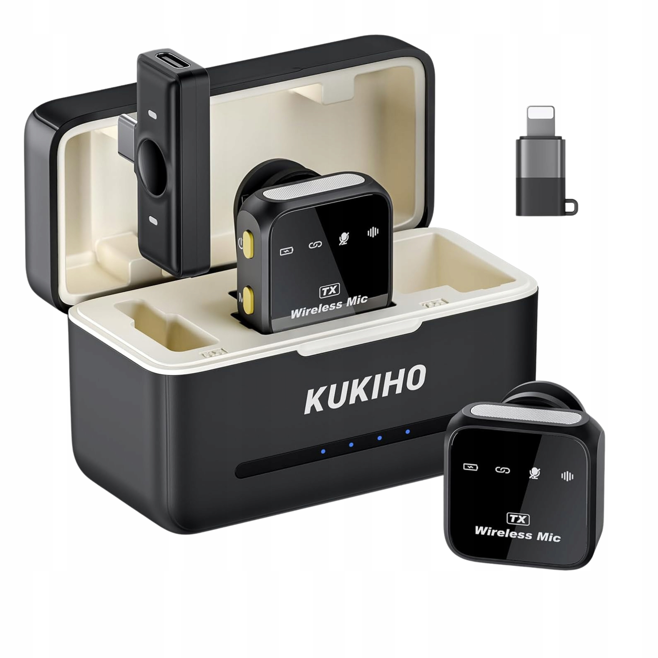 Bezdrátový kravatový mikrofon s nabíjecím pouzdrem pro iPhone a Android Pouzdro 80H