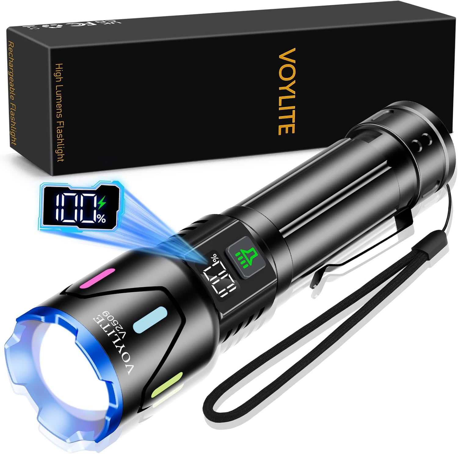 Led Svítilna Voylite Y2509 5000MAH S LCD Displejem, Voděodolná, IPX7