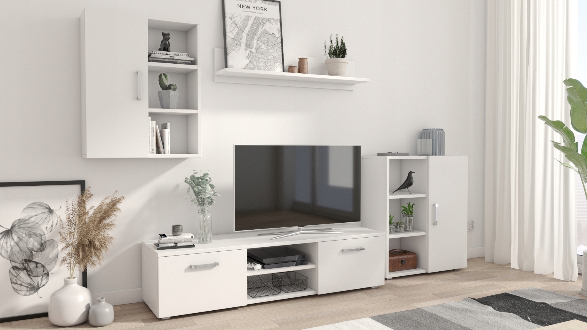 Obývacia Stena Dedal biela rtv komoda polička skrinka Per