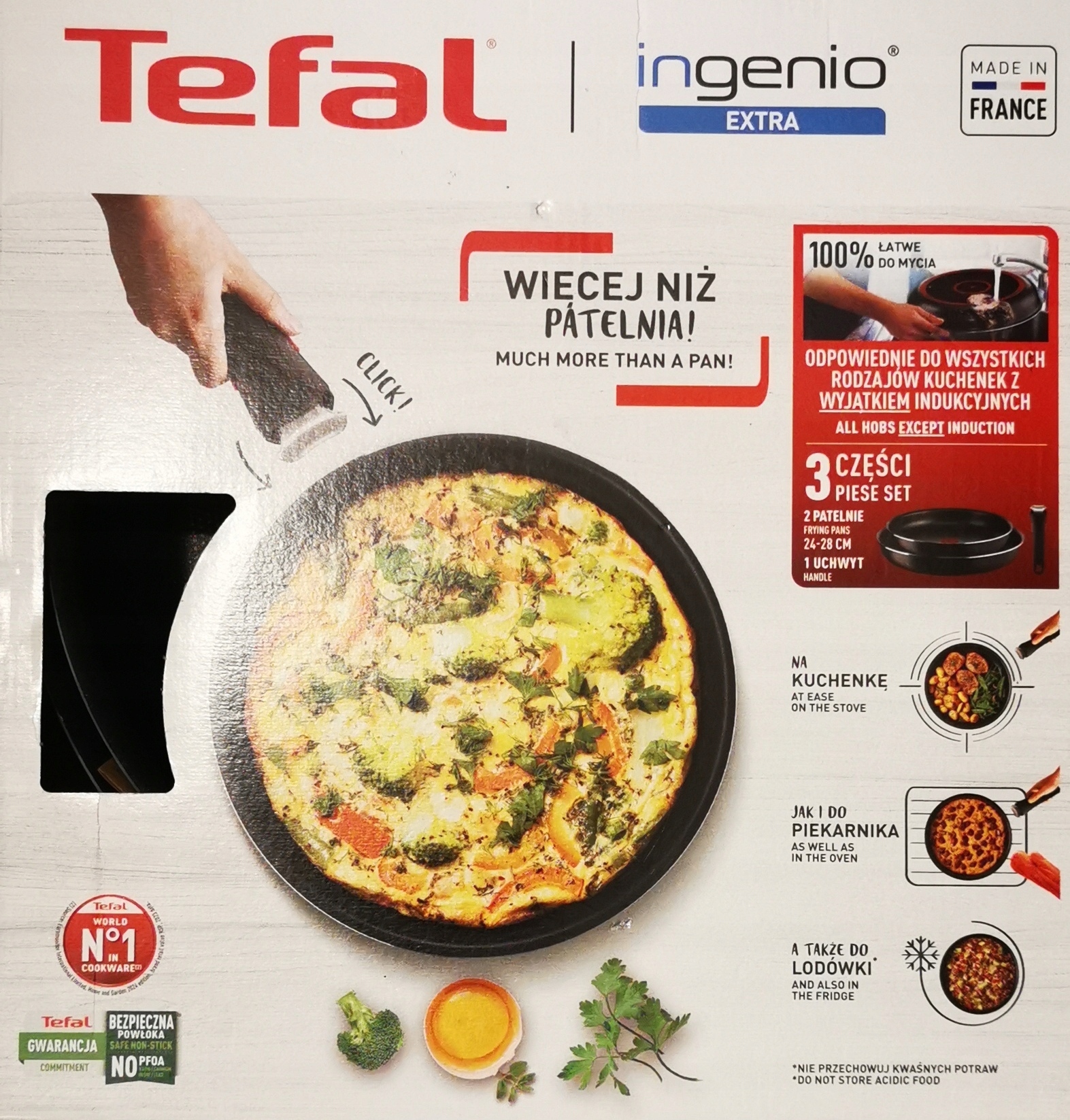 Tradiční pánev Tefal Ingenio 24 cm nepřilnavá, 3 prvky