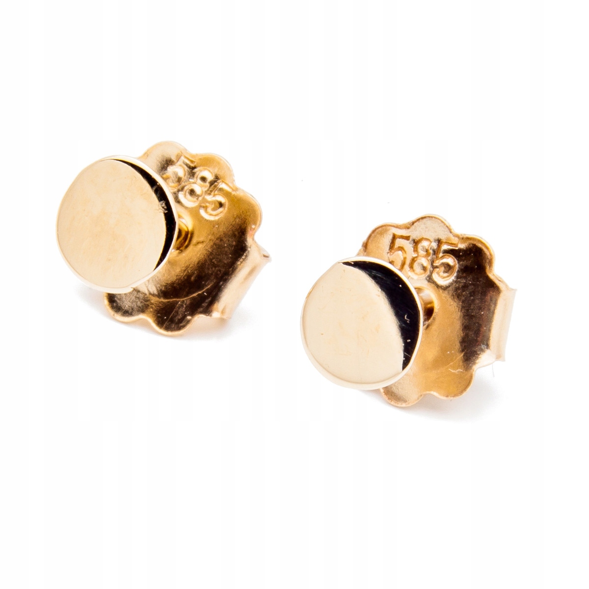 Zlaté náušnice 585 kulatý ciferník s kolíkem