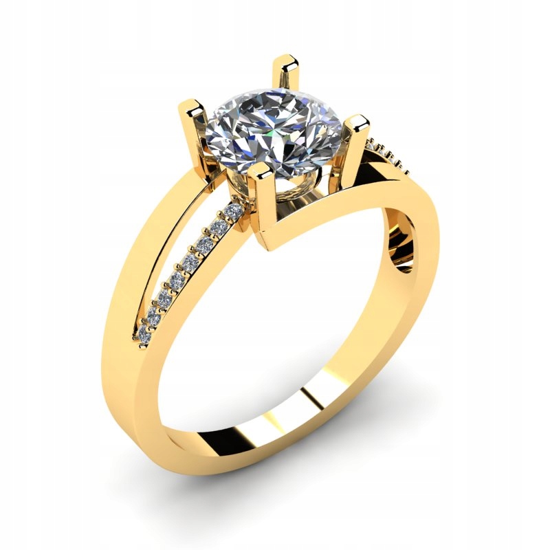 

Pierścionek Złoty Z Białym Topazem I Brylantami