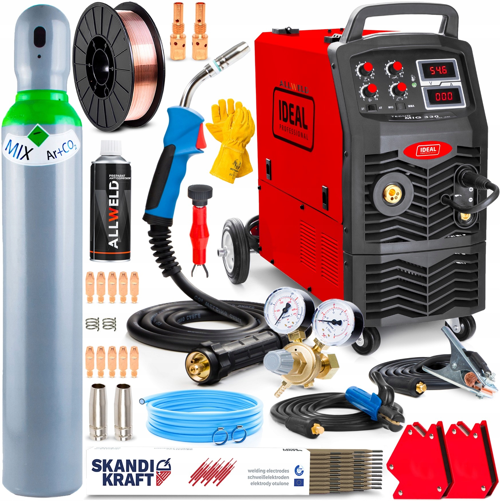 Svářecí Poloautomat Ideal Tecno Mig 330 4X4 Digital Mma 400V 330A Alu 4R