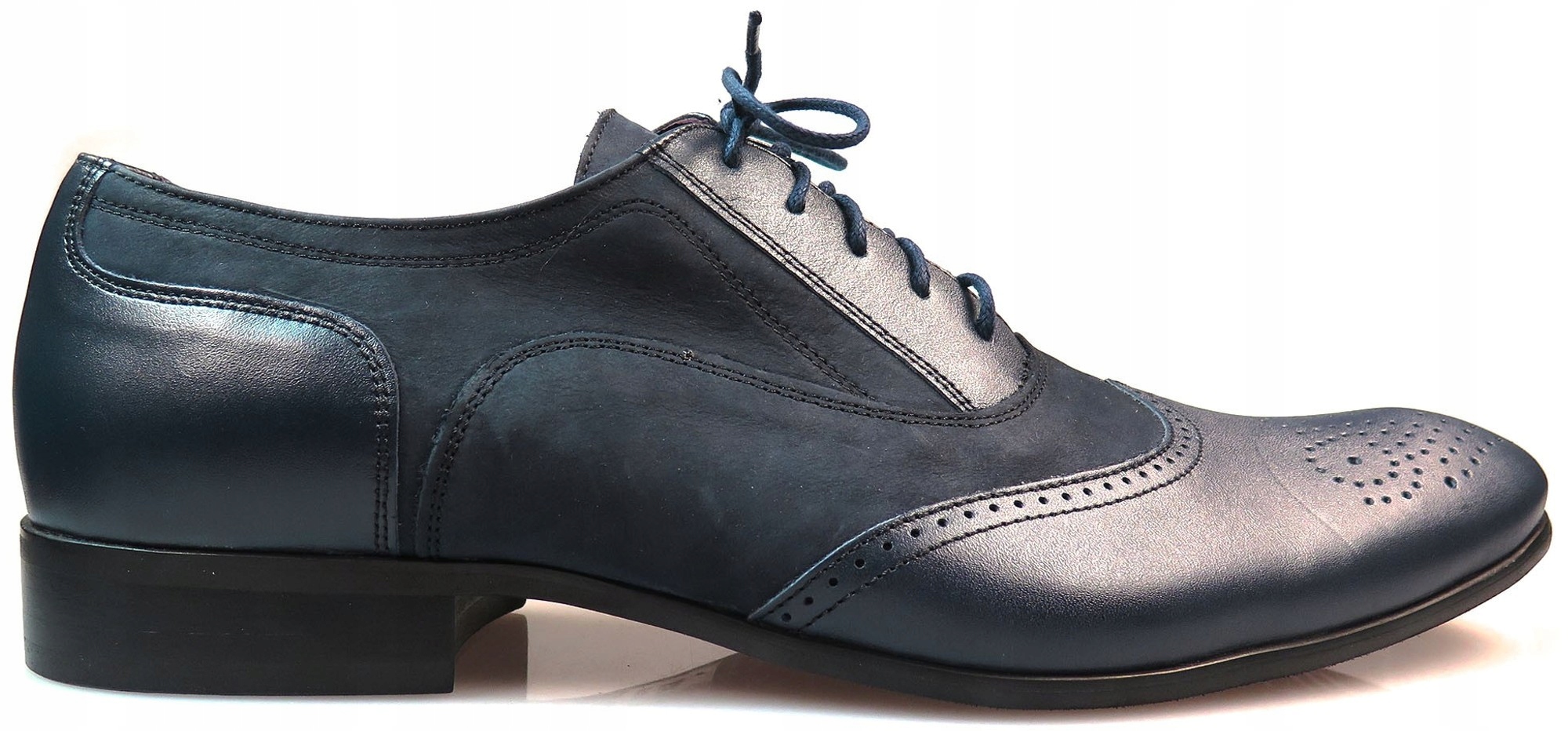Granatowe brogsy z nubukiem T41 Buty wizytowe r 41