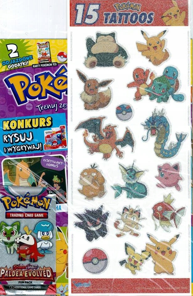 POKEMON TRENUJ ZE MNĄ nr 2/2024 + tatuaże + saszetka z kartami