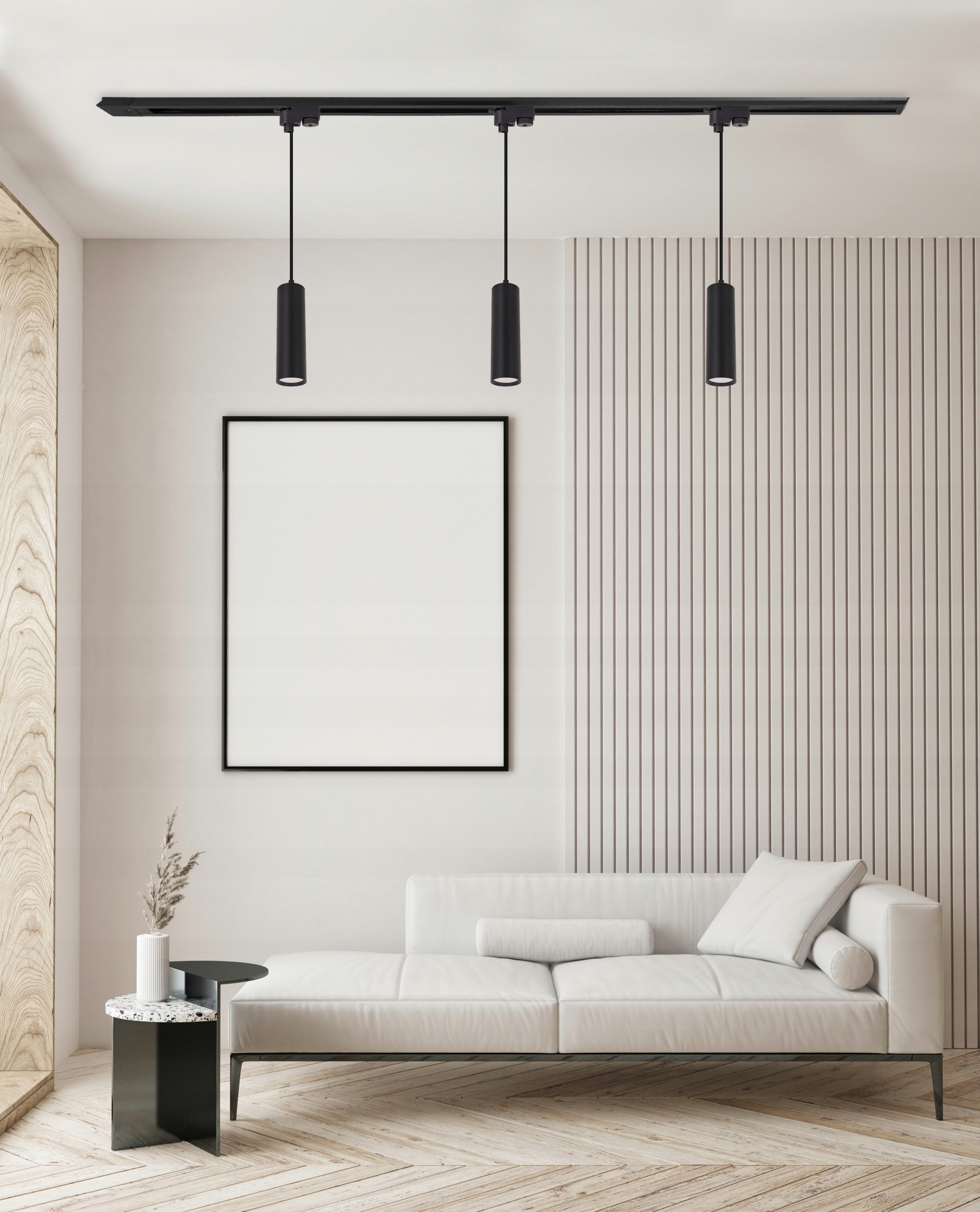 Lampa sufitowa wisząca Szyna 1m + 3x CZARNA Tuba Kod producenta TL-R-100-B + 3x TL-DR-55200-B-WIRE