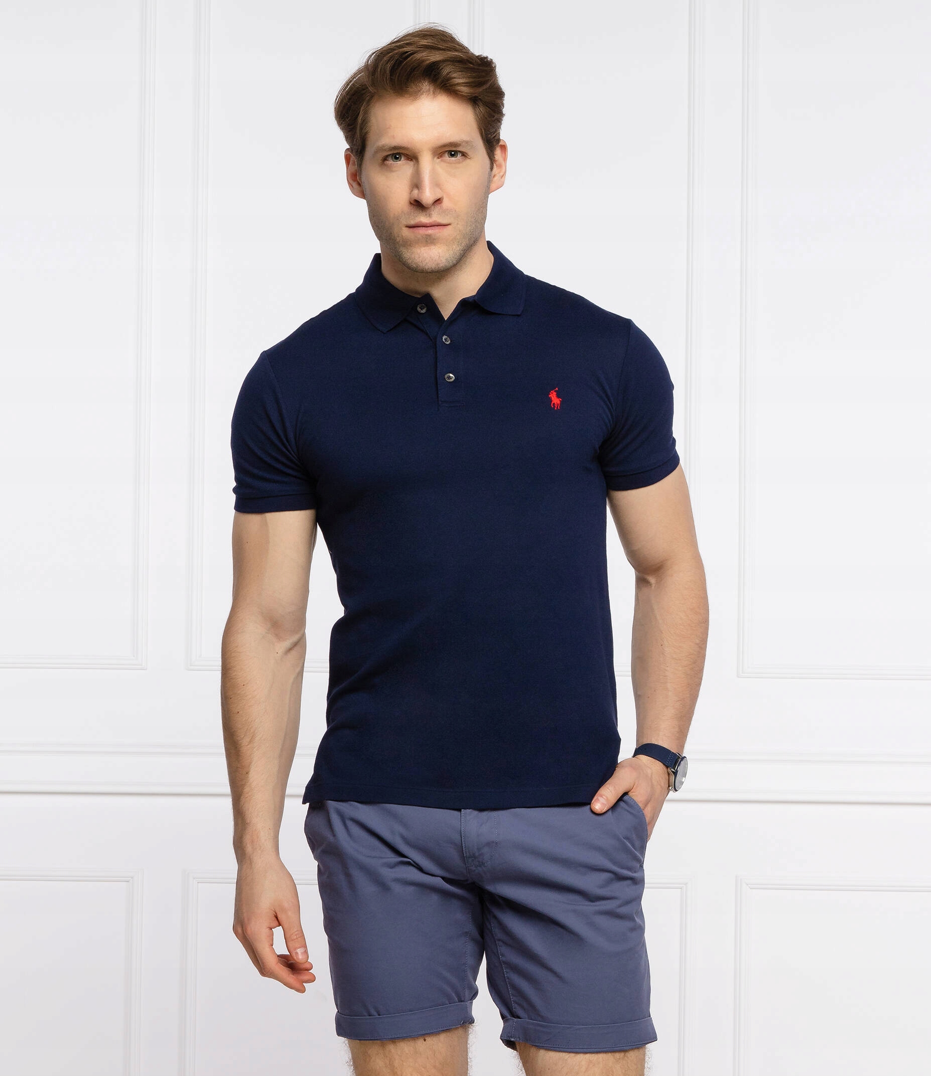 RALPH LAUREN męska koszulka polo granat SLIM r.M Model koszulka meska polo ralph lauren
