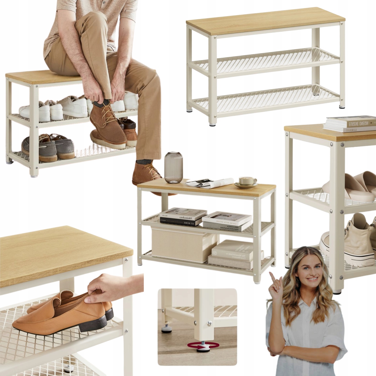 Kávový stolík Lavička s policami na topánky Drevené sedadlo do predsiene