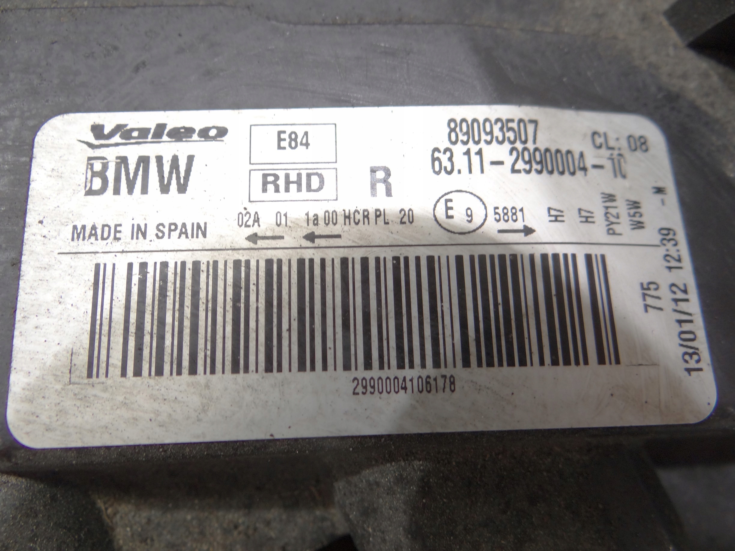 light right front BMW X1 E84 2990004
