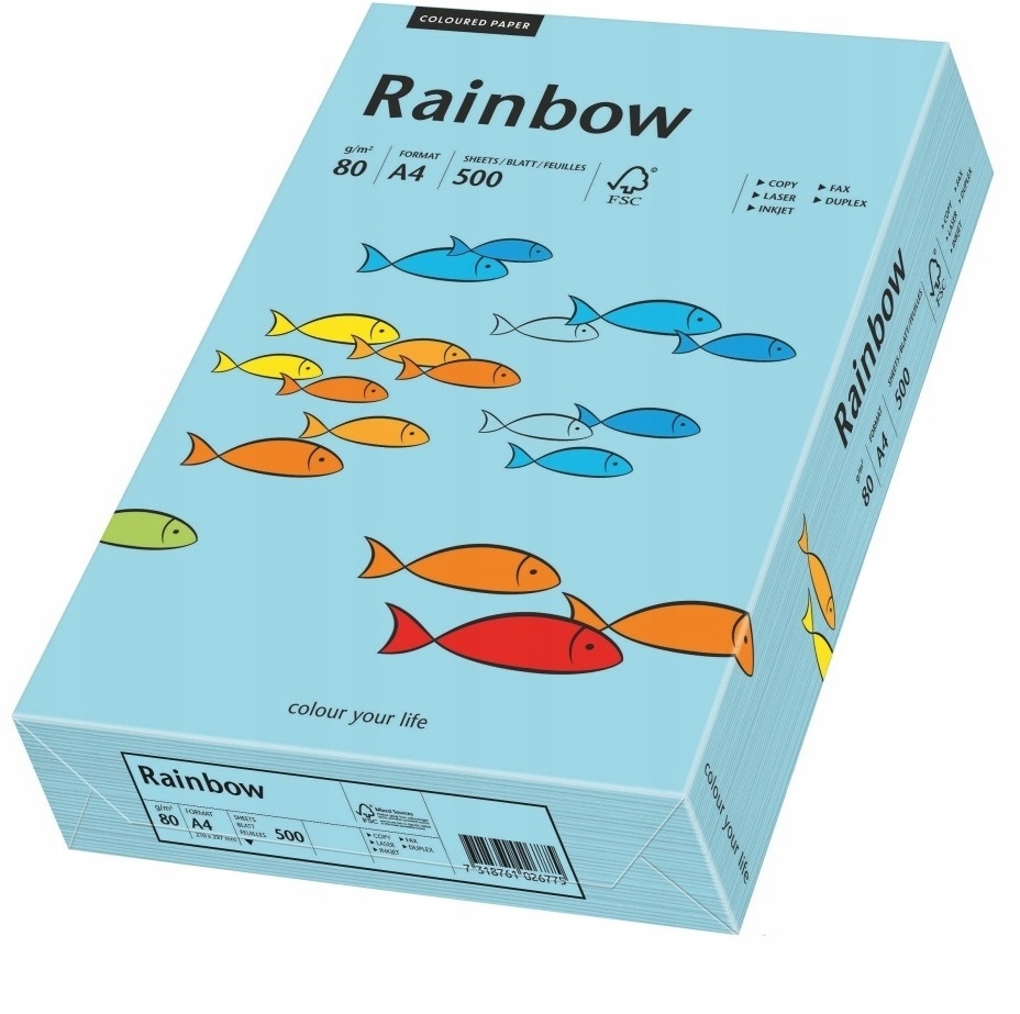 

Papier ksero Rainbow A4 80g 500 ark błękitny