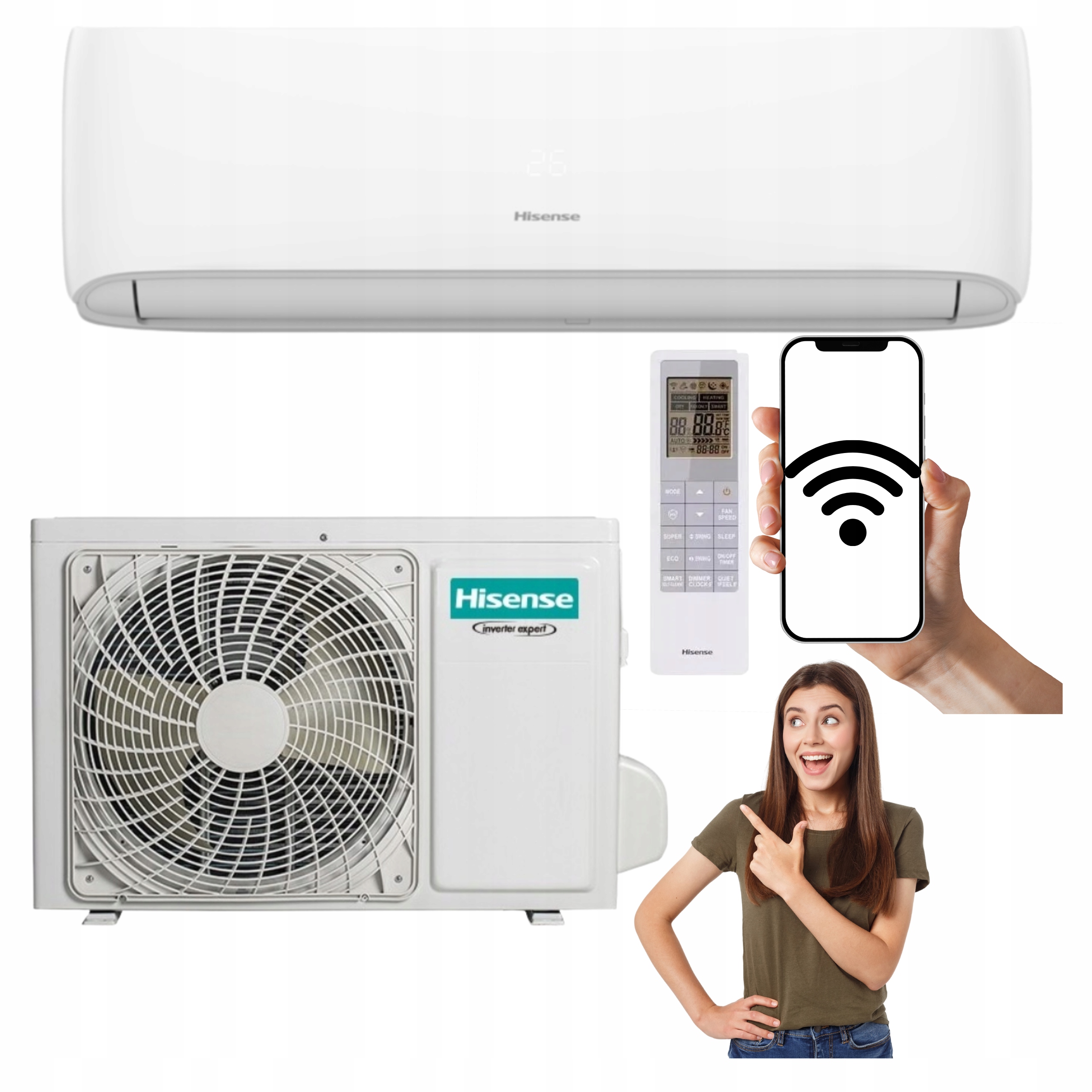 Nástenný klimatizátor Hisense Hi-Smart 3,2 kW 40 m2 Wifi Domáca Klimatizácia