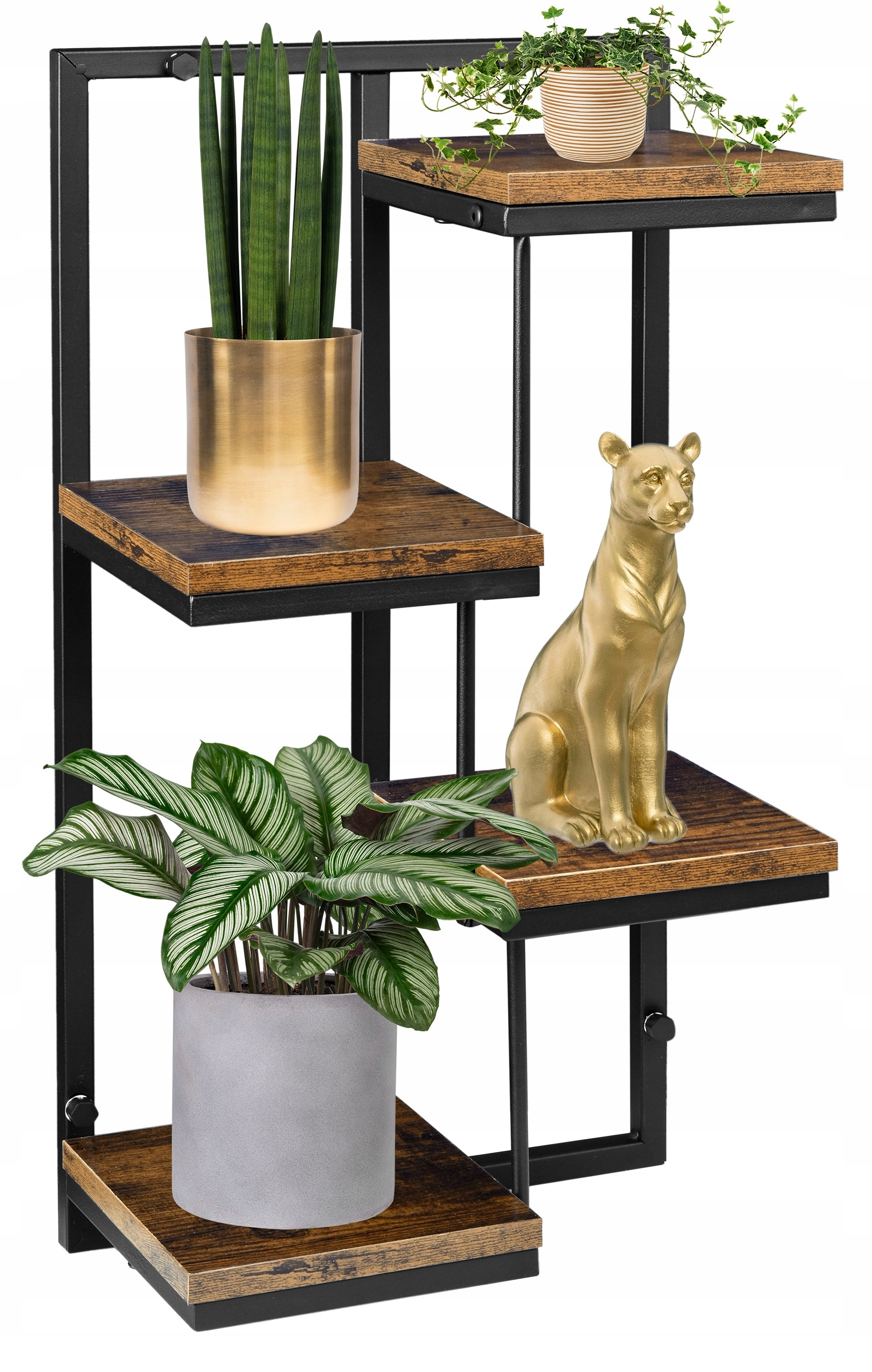 Držák Na Květináč závěsný černý Hagart Rustic zestárlý dub