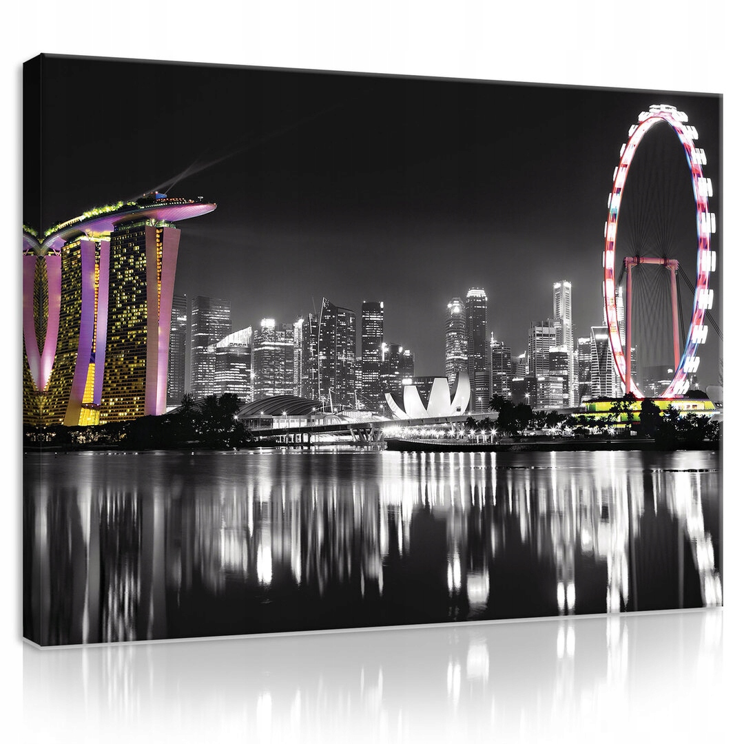 Obraz 100x75 Noční město mrakodrapy Singapur Marina Bay Sands světla